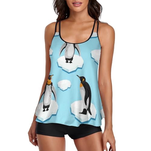 Tankini pingouin femme avec robe de plage et short pour vacances d'été