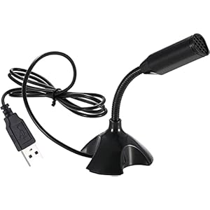 Mini USB Microphone for Desktop Computer and Laptop,Portable USB Condenser Mic With Adjustable Stand,Compatible with PC/Mac,Plug & Play,Ideal for Meeting,Online Class,Games,Remote work(Black)