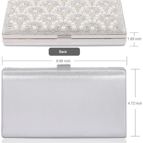 Image of Evening Clutch Pearl Purse for Women, Party Clutches Bag Wedding Formal Handbags