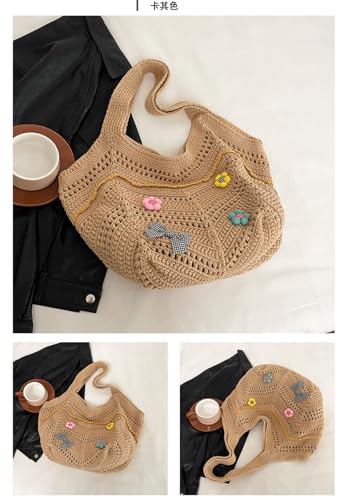 Boho purses for Women Crossbody Crochet Purse Shoulder Handbags Women's Hollow Woven Bag for Seaside Vacation Beach Bag2