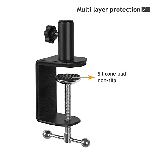 Frgyee Heavy-Duty Table Mount Clamp, Metal Desk Clamp For Microphone Stand Mic Boom Arm C Mounting Clamp With Adjustable Screw, Fits Up To 2.4"/6Cm Desktop Thickness #TOP5