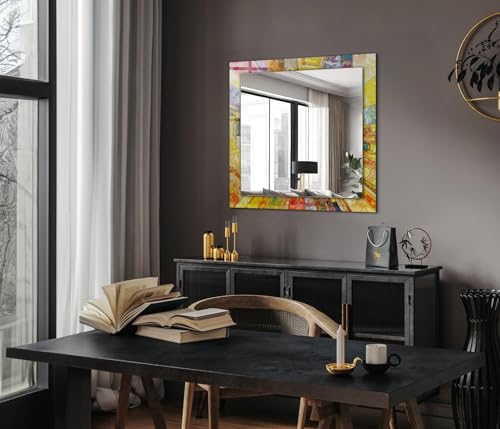 Miroir imprimé mosaïque abstraite colorée 60x60 décoration murale - 4