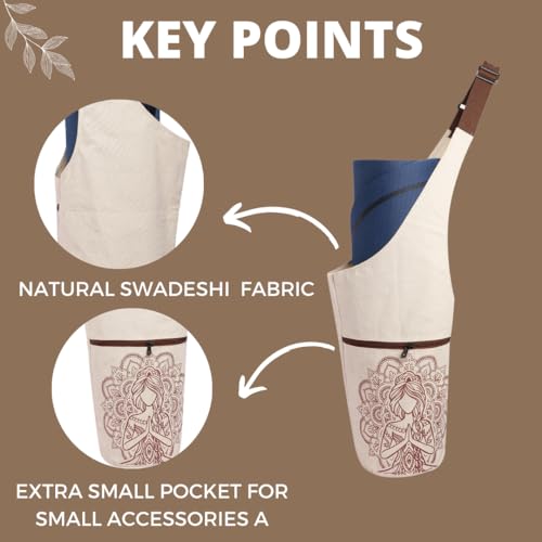 Image of Yoga Mat Bag with Pocket & Adjustable Strap - Yoga Mat Carrier for Women and Men, Gym Workout, Pilates & Travel Accessories Bag (Cream)