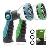 Garden Hose Nozzle Sprayer: 2 Pack 10 Watering Patterns Spray Nozzles Heavy Duty Metal Hose Head Hose Attachment, Thumb Control On Off Valve