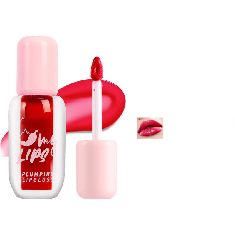 Moisturizing Glossy Lip Gloss, Spicy Long-Lasting Plumping Lip Oil Gloss, Color Lip Glaze Lipstick, Natural Lip Plumper Gloss Make Lips Fuller & Moisturizing, Lip Volume Hydrating (B, 07)