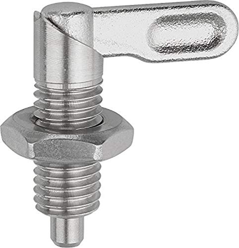 Kipp 03099-10510201 Stainless Steel Cam Action Indexing Plunger, Style B, Natural Finish, 10 mm Locking Pin Diameter, M20 x 1.5 Thread