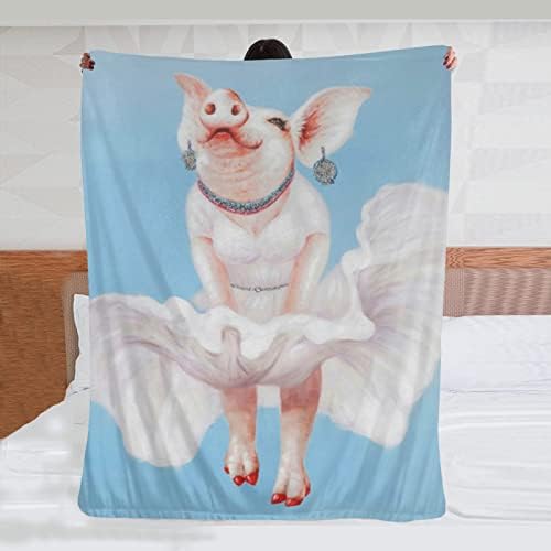 Touyifa Cartoon Pig Blankets & Throws Cute Pig Art Flannel Throw Blanket HD Printing Cozy Blanket for Girls & Boys 60x50 Inches