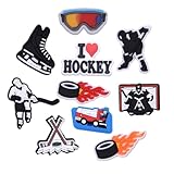Sports Ball Shoe Charms for Clog Shoe, Baseball Basketball Soccer Football Softball Volleyball Shoe Charms for Shoe & Bracelet Wristband Party Gifts (ice hockey)