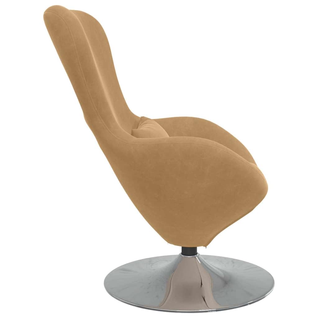 Sillón de salón de terciopelo marrón – Moderno sillón giratorio con base giratoria de 360° para salón y dormitorio – Elegante sillón relax con reposabrazos – Sillón acolchado para la esquina