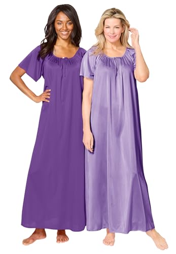 Only Necessities Plus Size 2-Pack Long Silky Gown