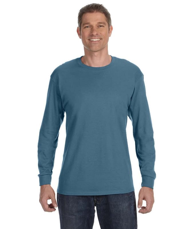 Image of Gildan Men's Heavy Cotton Long Sleeve T-Shirt Style, (G5400) 2-Pack Indigo