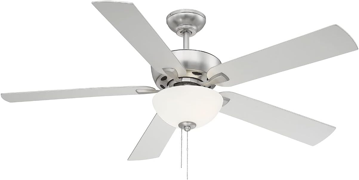 Lowest Price Trade Winds Lighting TW2007BN Berkeley Lake 52 Contractor Grade Ceiling Fan with LED Light Kit in Brushed Nickel with Reversible Blades