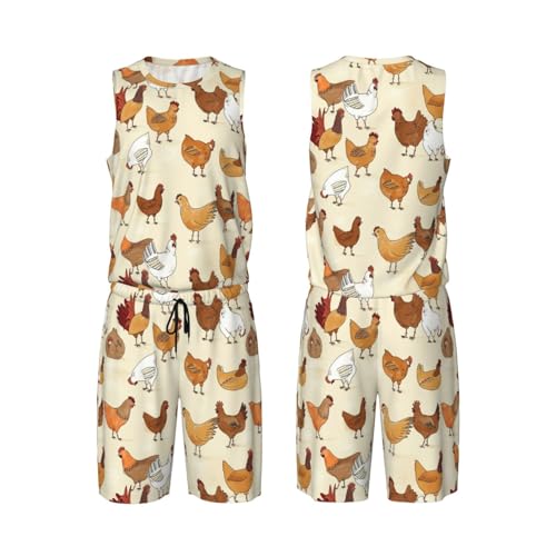 Maillot de basket-ball A Brood Of Chickens ensemble short débardeur de sport homme et ado