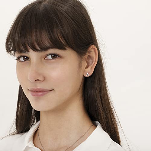 925 Sterling Silver Initial"Z" Clear Cubic Zirconia Alphabet Letter Screw Back Earrings For Young Girls And Teens - Glimmering Screw Back Earrings For Girls - Everyday Wear Jewelry For Teenagers #TOP1