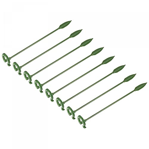 sourcing map Plant Support Stakes Plastic 6.7 Inch Single Stem Ring Clips for Garden Plants Flowers, Green Pack of 10