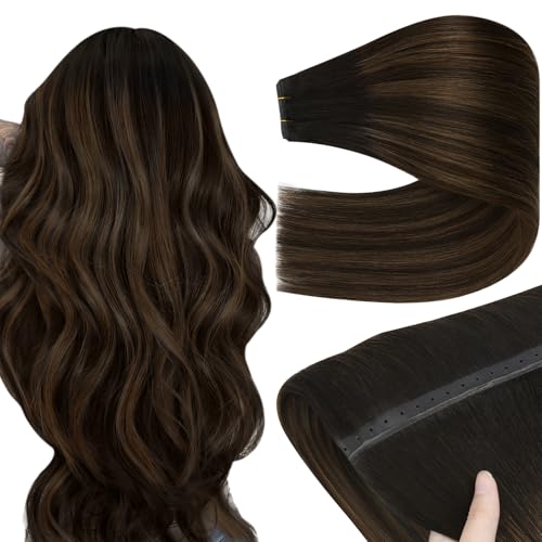 YoungSee Butterfly Weft Hair Extensions Human Hair Balayage Dark Brown