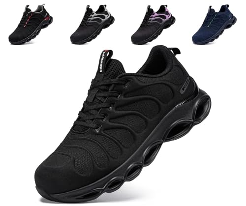 LARNMERN Steel Toe Shoes for Men Safety Shoes Work Sneakers Comfortable Safety Toe Sneakers Work Lightweight Colorful Zapatos de Seguridad (11,Black)
