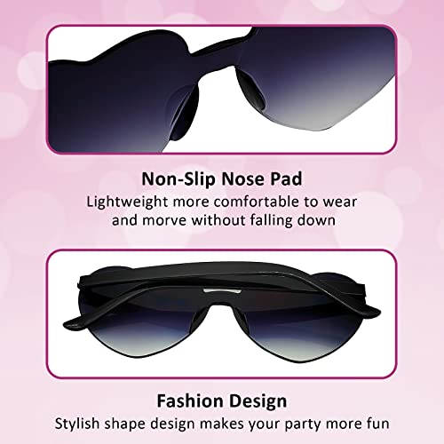 KIDZVEFUN Bachelorette Party Favors, Heart Sunglasses, 9 Pack Heart Shaped Rimless Transparent Cute Fun Sunglasses for Women Valentines Day Gifts Party Supplies (1 White+8 Black)4