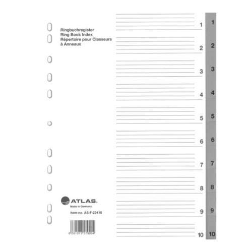 Atlas Plastic Divider A4 1-10 Box-25