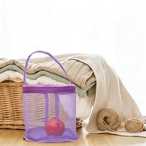 Organizador de Bolsa de Crochê em Malha, Porta Fios de Grande Capacidade para Tricô e Crochê, Roxo