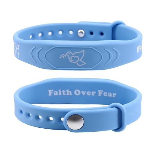 2 Pack Bible Verse Bracelets Daily Jesus Bracelets Christian Gospel Scripture Bracelet Faith Over Fear and Style Combined Inspirational Religious Gifts for Men and Women (Faith Over Fear-Blue)