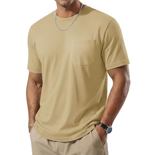 TACVASEN Men's Pocket T-Shirt UPF 80+ Short Sleeve Soft Crew Neck Lightweight Tee Summer Casual Basic Plain Tshirts