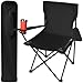 Produktbild TRIZAND Klappbarer Anglerstuhl Campingstuhl mit Armlehnen und Getränkehalter bis 100 kg Faltbar mit Tragetasche Schwarz/Grau/Grün 23675, Farbe:Schwarz