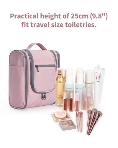Image of Hanging Travel Toiletry Bag Cosmetic Make up Organizer for Women and Men (Medium, Pink)