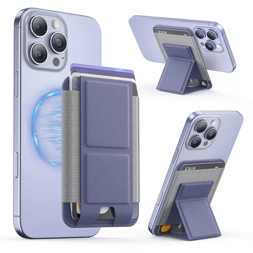 Billetera magnética de cuero prémium GONEZ gris lavanda con protección antirrobo RFID