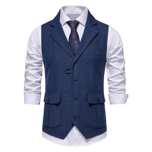 Men's Suit Vest Spring Summer American Vintage Lapel Suit Vest for men