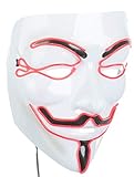 Brandsseller Anonymous - Máscara de carnaval con iluminación LED, color blanco y rojo