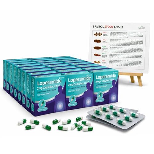 24 x 6 Pack (144) Diarrhoea Tablets for Adults - Fast Acting Loperamide 2mg GSL Bundle with a Handy Wilosc Stool Chart
