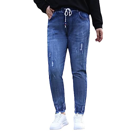 Women's High Waisted Distressed Capri Jeans Plus Size Casual Ripped Skinny Slim Fit Stretch Denim Pants