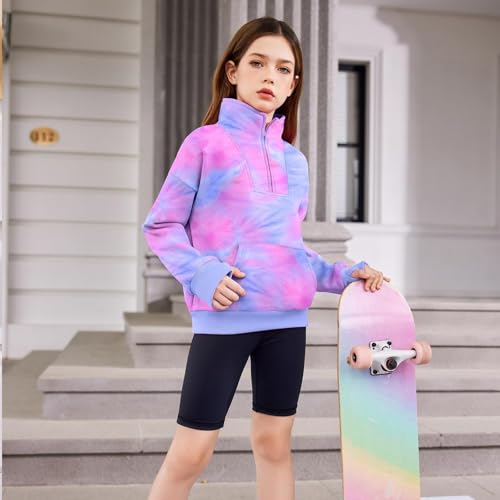 Half Zipper C𝐚mo Sweatshirt for Teen Girls Long Clothes Pullover Tops Boys Kids Oversized Preppy Trendy Hoodie Tops2