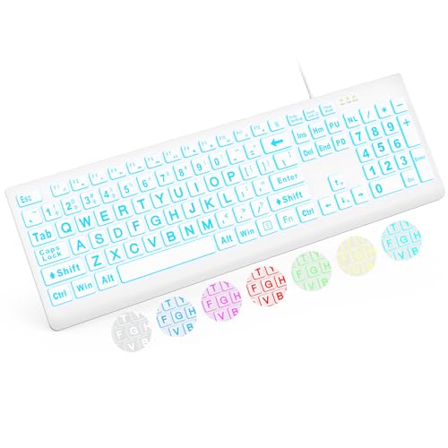 SABLUTE Large Print Backlit Keyboard, Wired USB Lighted...