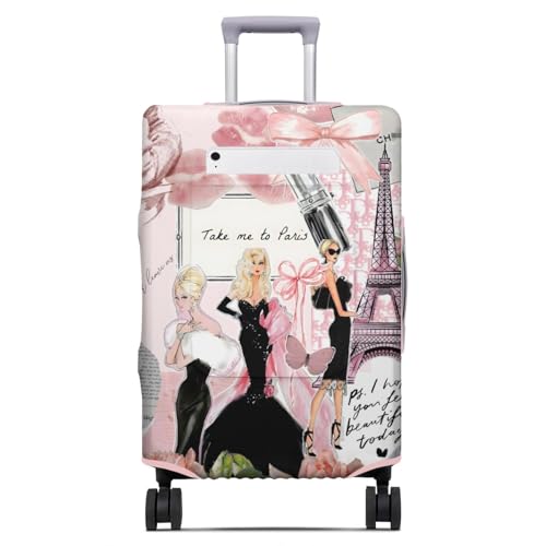 Vehcimbev Street Fashion Girl Travel Luggage Cover Take Me to Paris Travel with Pocket Suitcase Cover Anti-scratch Suitcase cover Fits 29-32 Inch Luggage Cover