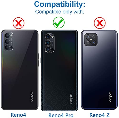Ricambio compatibile con OPPO Reno 4 Pro 5G PDNM00 PDNT00 CPH2089 vetro posteriore vetrino scocca lente obbiettivo + Cornice RING fotocamera (Nero