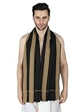 Spécifications : 1,8 x 0,9 m Exotic India Angavastram uni avec bordure tissée Zari – pur coton – Couleur : noir minuit