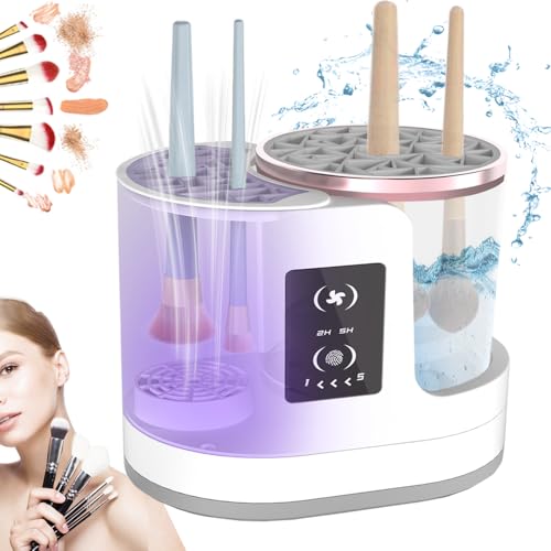 AOOFCMLLC Makeup Brush Cleaner 3 in 1 Electric Makeup Brush Cleaner and Dryer, Automatic Makeup Brush Cleaner Machine with Multi-Hour Drying Settings, Portable Design for All Makeup Brush Types