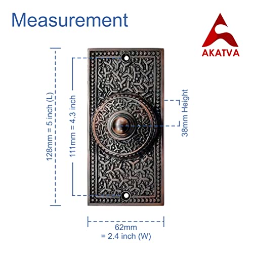 Akatva Door Bell Button – Bell Push Button – Doorbell Chime Wired - Doorbell Button Wired – Door Bell Ringer Button – Doorbell Button Replacement – Wired Doorbell Button - Oil Rubbed Bronze Finish #TOP4