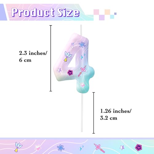 Image of Pink Number 4 Birthday Candles, Cartoon Themed Cake Toppers for Boys Girls Cake Decorations, Birthday Decorations Party Supplies, Number Candles for Party Decor