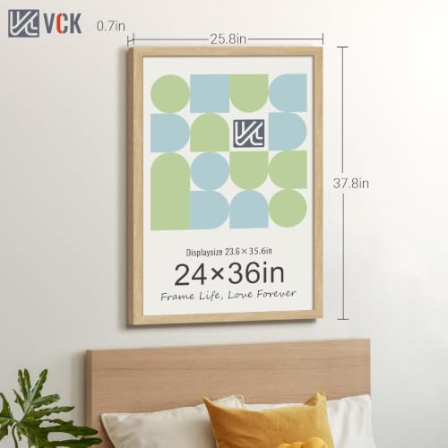 Image of VCK 24x36 Poster Frames 3 Pack, Oak Wood Picture Frame, Wall Display