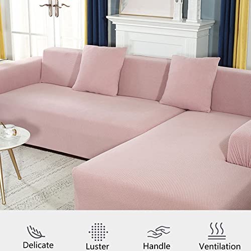 Housse de canapé extensible jacquard orange 5 places 305-360 cm - 3