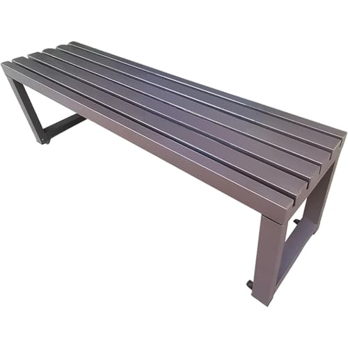 Banco de jardín de hierro forjado gris de 150 cm sin respaldo 2