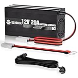 DCHOUSE 12V 20A Lithium Battery Charger, 14.6V LiFePO4 Charger with Battery Quick Connector & LED Indicator, Smart 300W Fast Charging for Marine, Caravan, Off-Grid Solar and Home Batteries