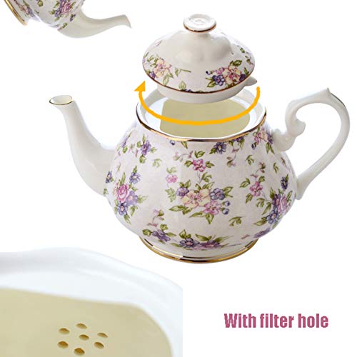 Tea-Set-for-Adults-Tea-Cup-and-Saucer-Spoon-Set-Bone-China-Tea-Sets-for-Afternoon-Tea-and-Coffee-Teapot-with-Sugar-Bowl-Cream-PitcherBlue-Blue