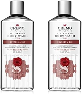 Cremo Rich-Lathering Bourbon & Oak Body Wash, A Sophisticated Blend of Distiller’s Spice, 16 Fl Oz, (2-Pack)