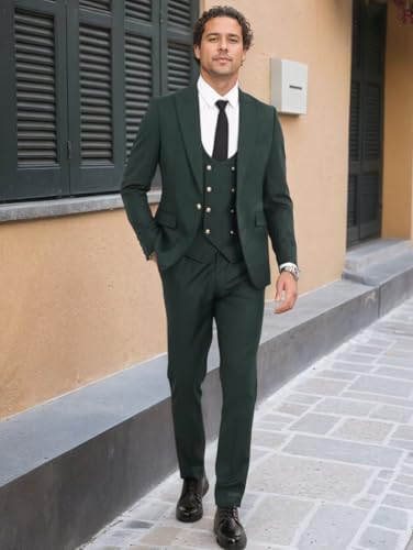 Suits for Men Slim Fit 3 Piece, Mens Double Breasted Suit Tuxedo for Men Wedding Formal Business Party Prom3