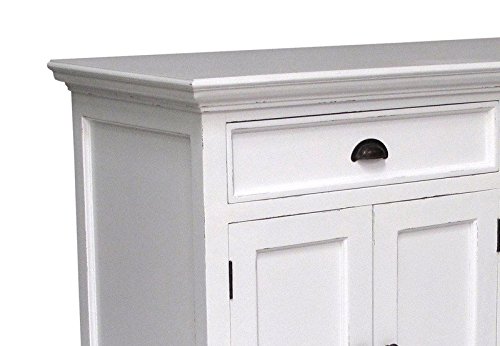 Novasolo Halifax Pure White Mahogany Wood Sideboard Dining Buffet With Storage And 2 Drawers #TOP1