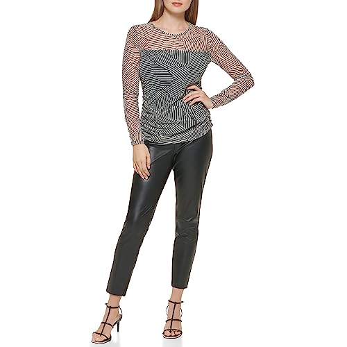 Image of DKNY Women's Mesh Side Ruching Lightweight Sportswear Top